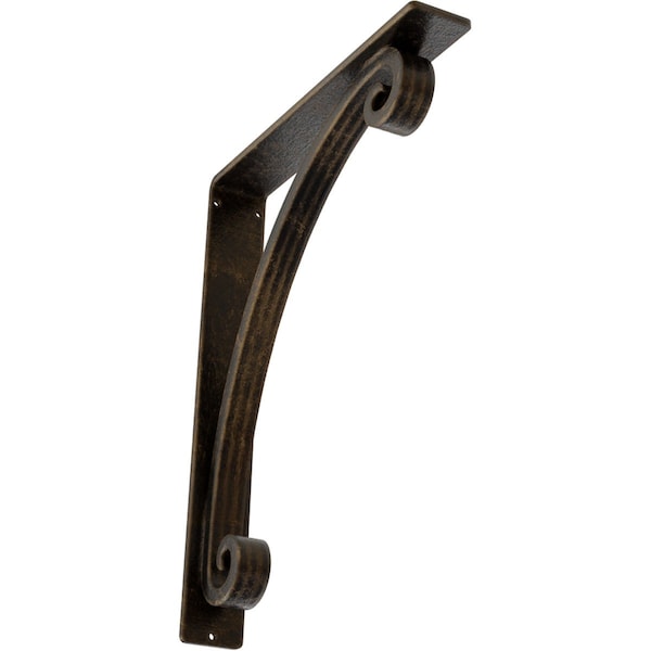 Ekena Millwork Legacy Wrought Iron Bracket, (Triple center brace), Antiqued Brass 2"W x 12"D x 15"H BKTM02X12X15TLEABS - main
